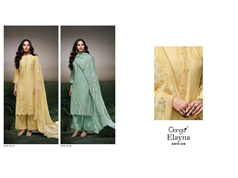 Ganga Elayna Bemberg Silk Solid Fancy Salwar Suit Suppliers In India