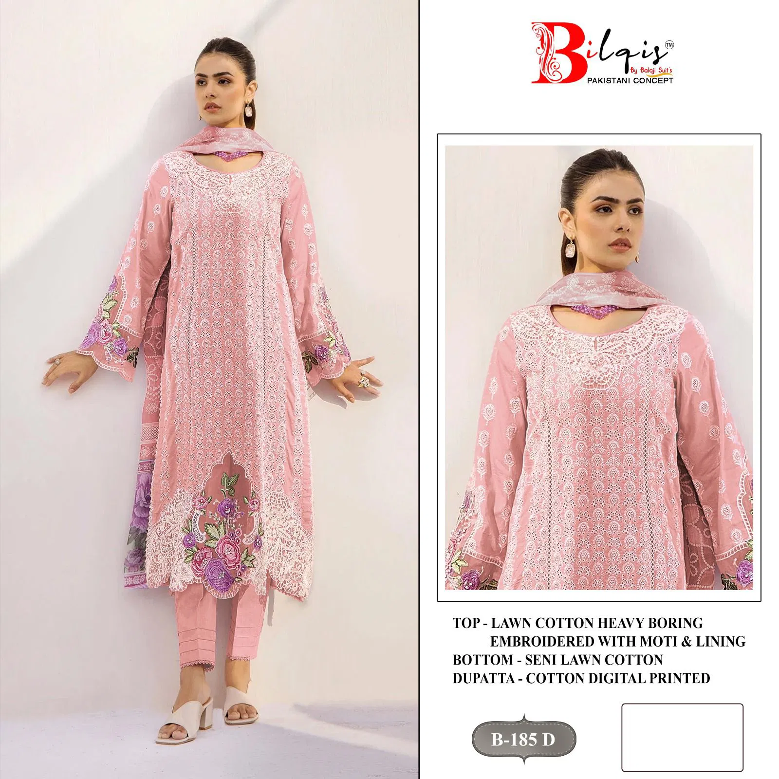 Bilqis B 185 A To D Cambric Lawn Cotton Pakistani Suits Wholesale Shop In Surat