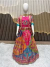 St D No 153 Chinon Silk Digital Printed Kids Lehenga Choli With Koti