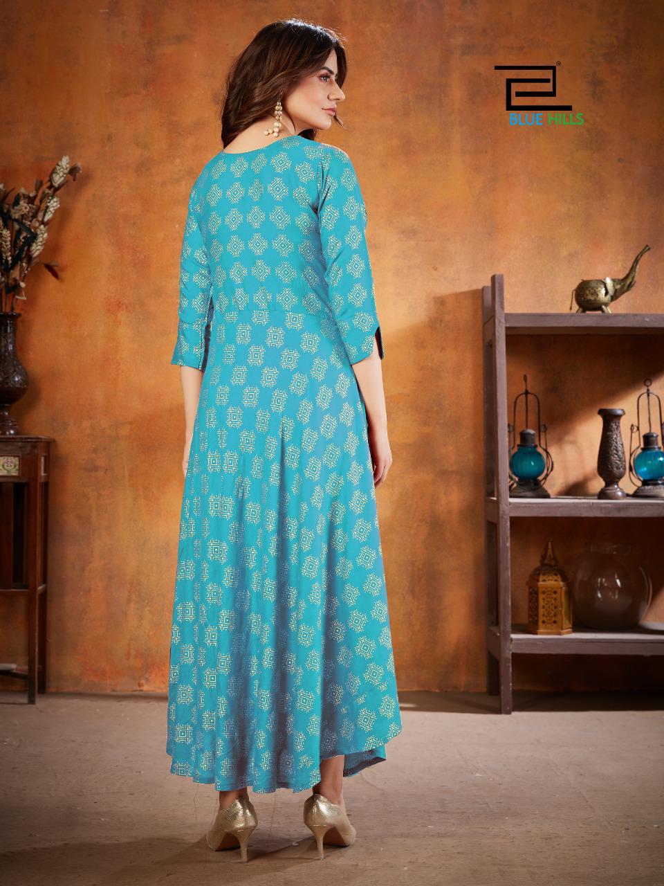 Blue Hilss Soul Mate 3 Rayon Festive Wear Long Kurti With Dupatta Collection