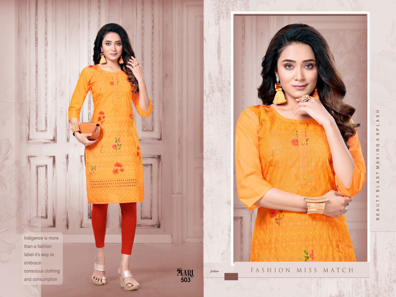 Pearl 5 Ethnic Regular Wear Designer chiken Printed Kurtis Collection

