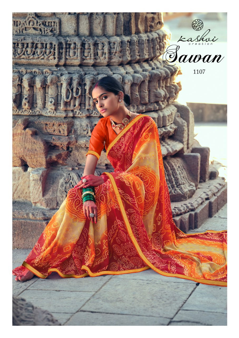 Kashvi Sawan Silk Casual Wear Printed Designer Saree Collection
