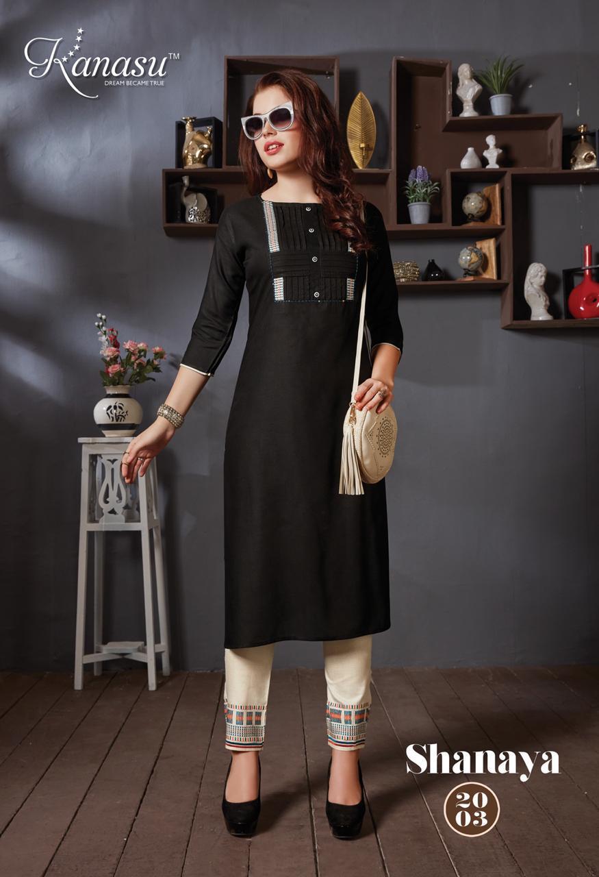 Kanasu Shanaya Latest Designer Party Wear Heavy Rayon Kurtis Collection With Pant 