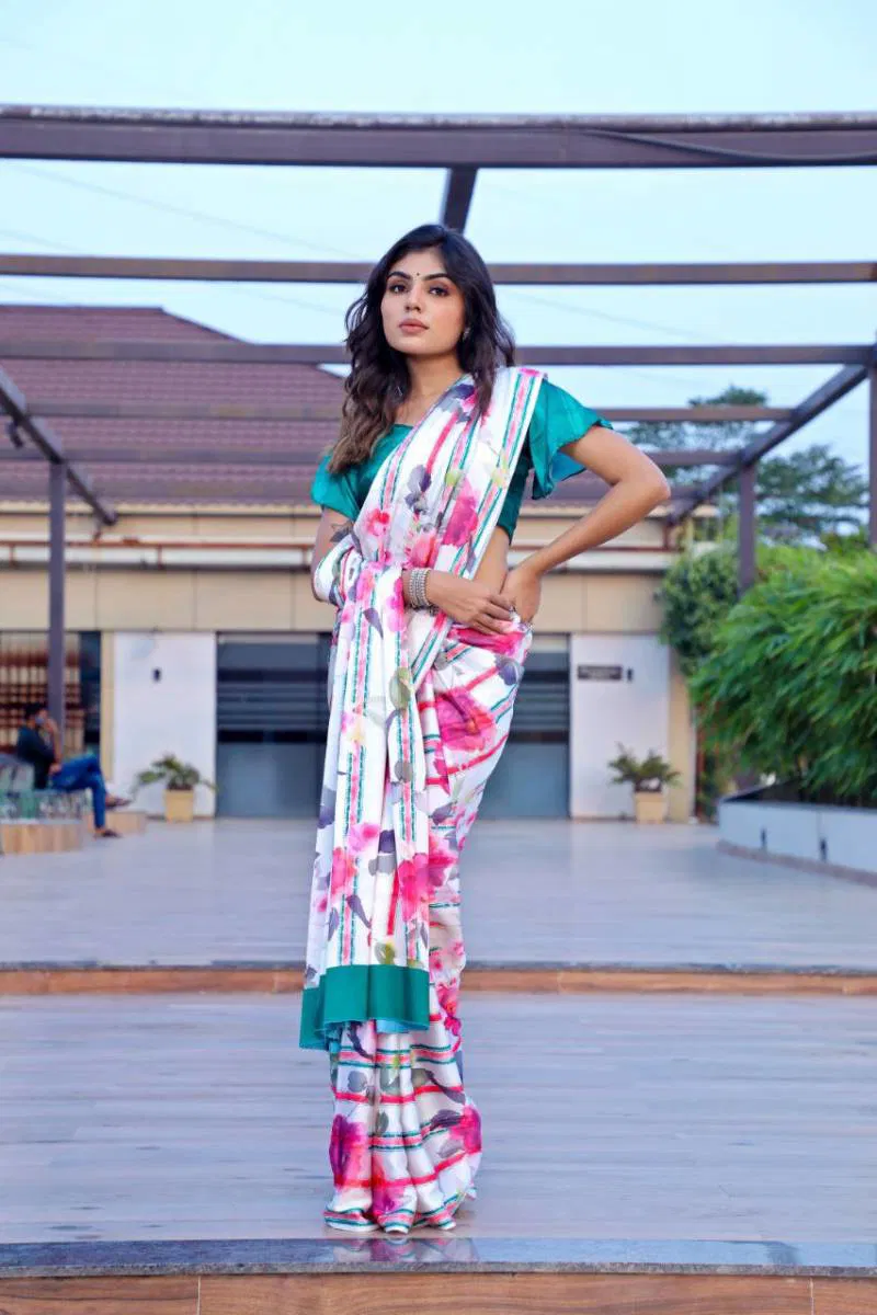 Sf Sizzler 4 Party Wear Satin Digital Printed Saree Wholesale Price In Surat