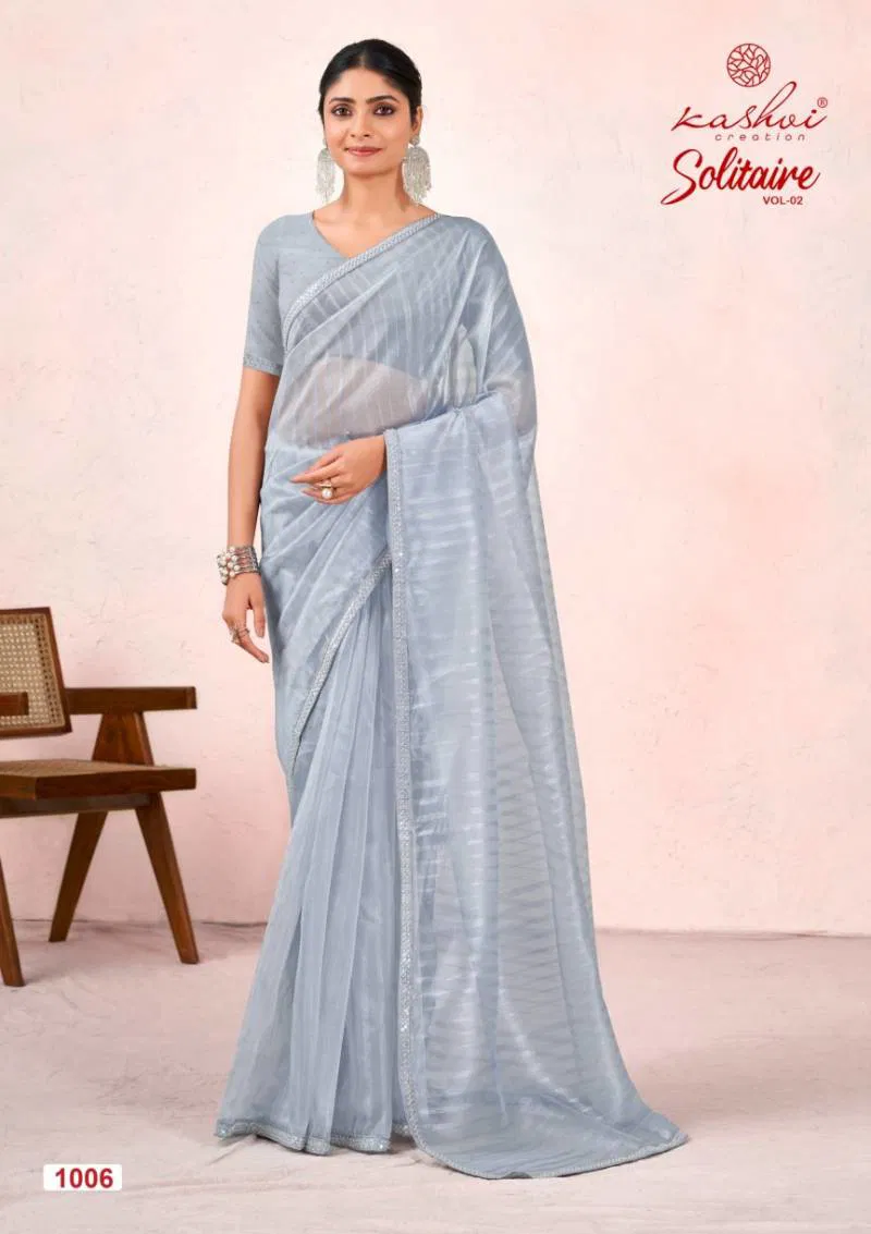 Solitaire Vol 2 By Kashvi Organza Silk With Cut Work Saree Wholesale Price In Surat