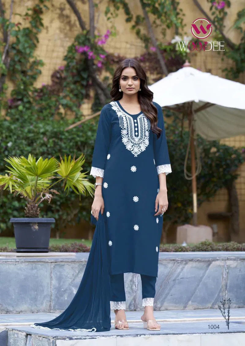 White Lotus By Woodee Rayon Slub Readymade Suits Suppliers In India