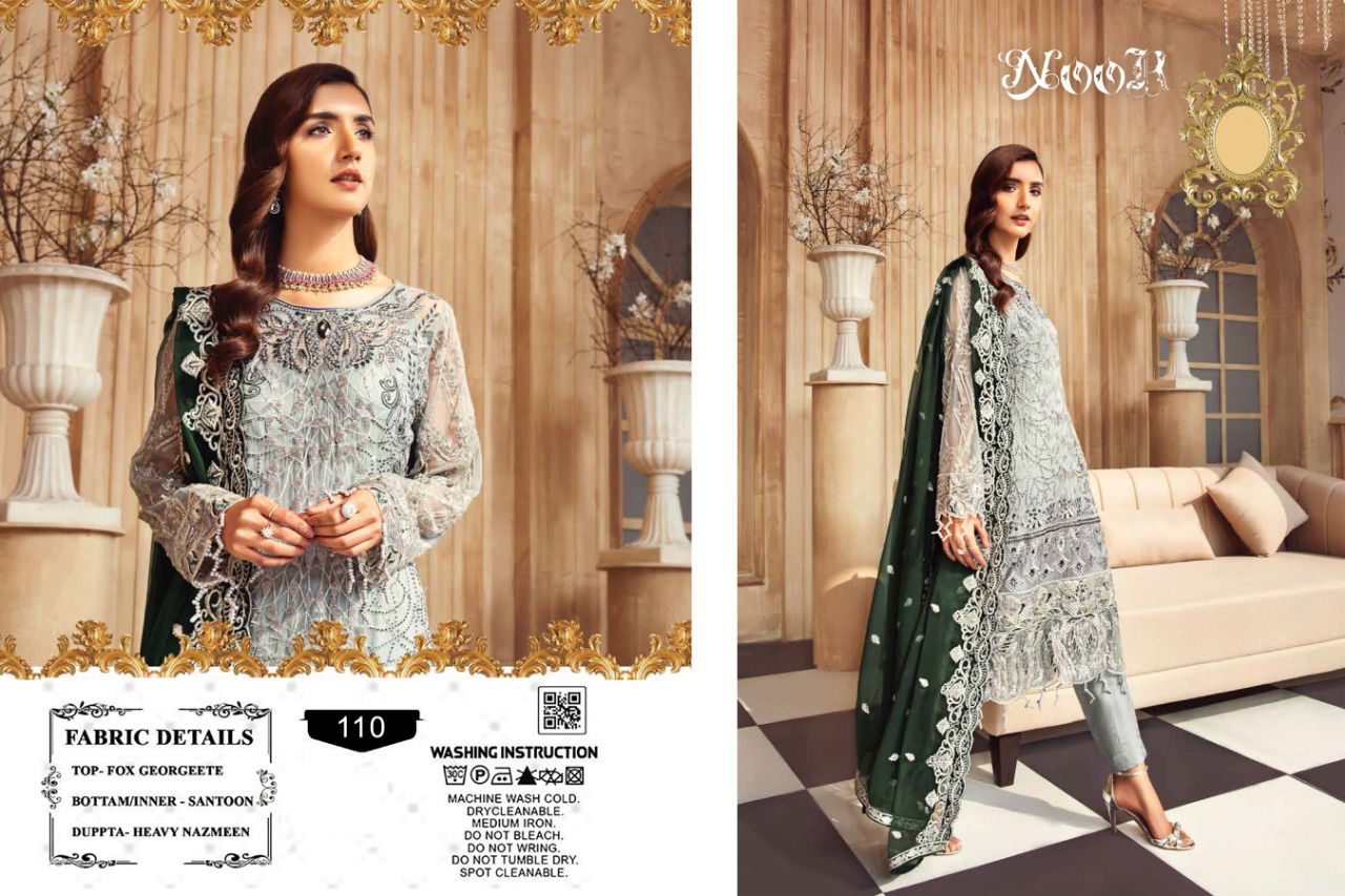 Noor Zeenat 1 Latest Fancy Collection Heavy Festive Wear Fox Georgette Embroidery Pakistani Salwar Suits
