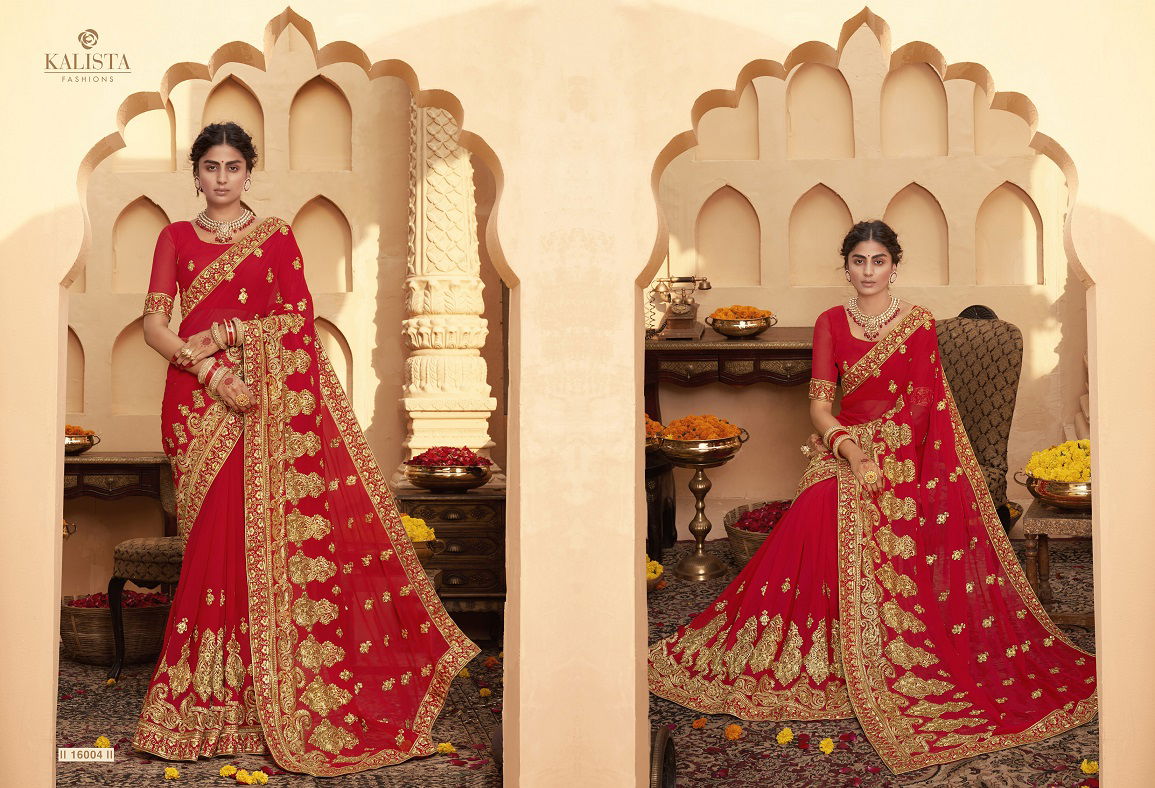 Kalista Saat Phere Latest Fancy Designer Heavy Wedding Wear Georgette Embroidery Worked Sarees Collection
