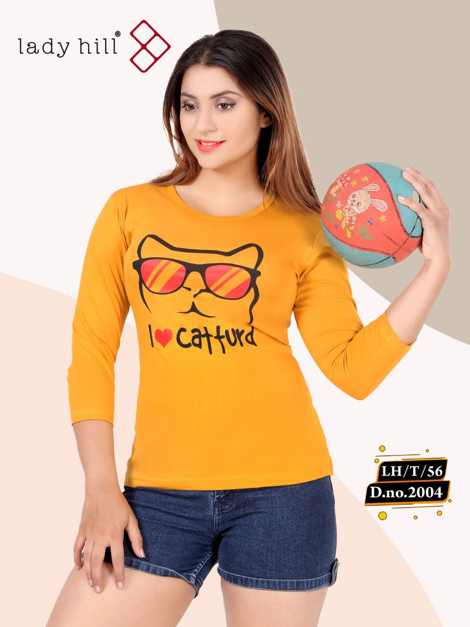 Lady Hill 56 2004 Casual Daily Wear Hosiery cotton Ladies Tshirt Collection

