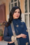 KA 1135 Faux Blooming Designer Gown With Dupatta Suppliers In India