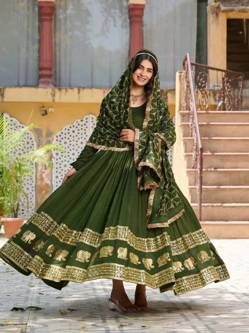 Luna Vol 55 Vichitra Silk Embroidered Gown With Dupatta Wholesale Clothing Suppliers In India
