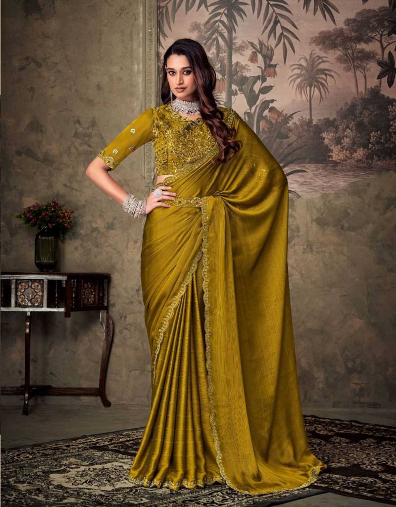 Sanskar Gucci Chiffon With Khatli Sequence Embroidery Saree Wholesale Market In Surat