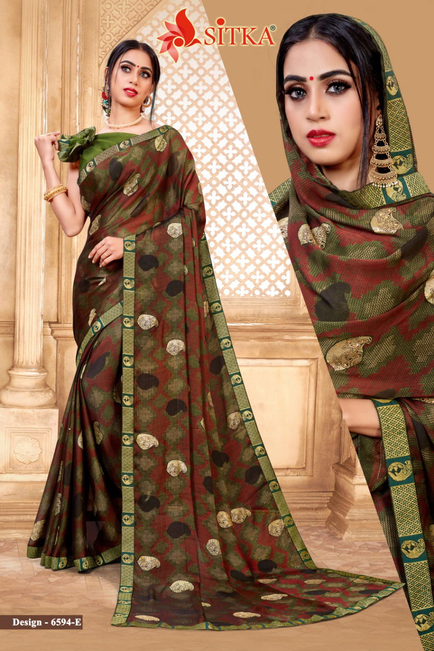 Minaj Black Moss Chiffon Latest Designer Festive Wear Printed Sarees Collection
