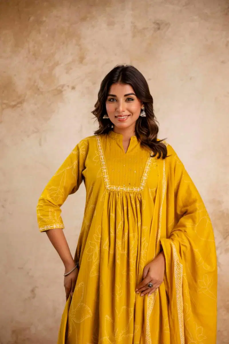 Naisha K 32 Cotton Embroidered Kurti Bottom With Dupatta Bulk Orders In India