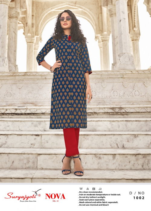 Suryajyoti Nova 1 Latest Fancy Designer Regular Casual Wear Lawn Cotton Printed Kurti Collection
