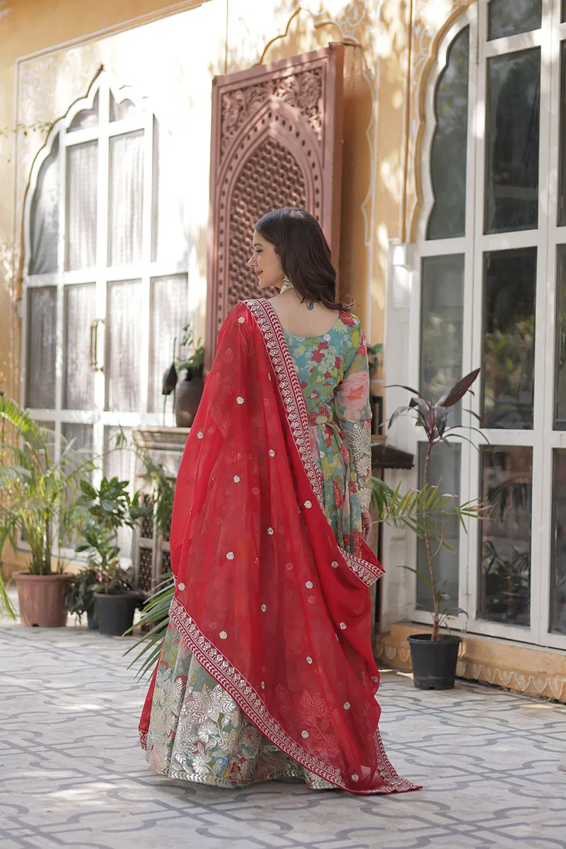 Jf 2488 89 Designer Russian Silk Gown With Dupatta Wholesale Market In Surat