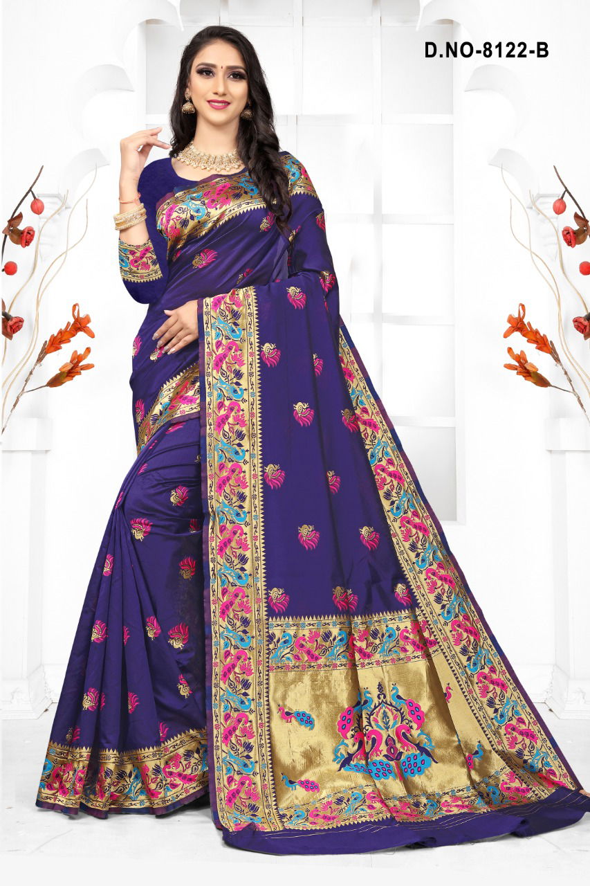 Sanyog 8122 Fancy Casual Wear Latest Designer Cotton Silk Saree Collection