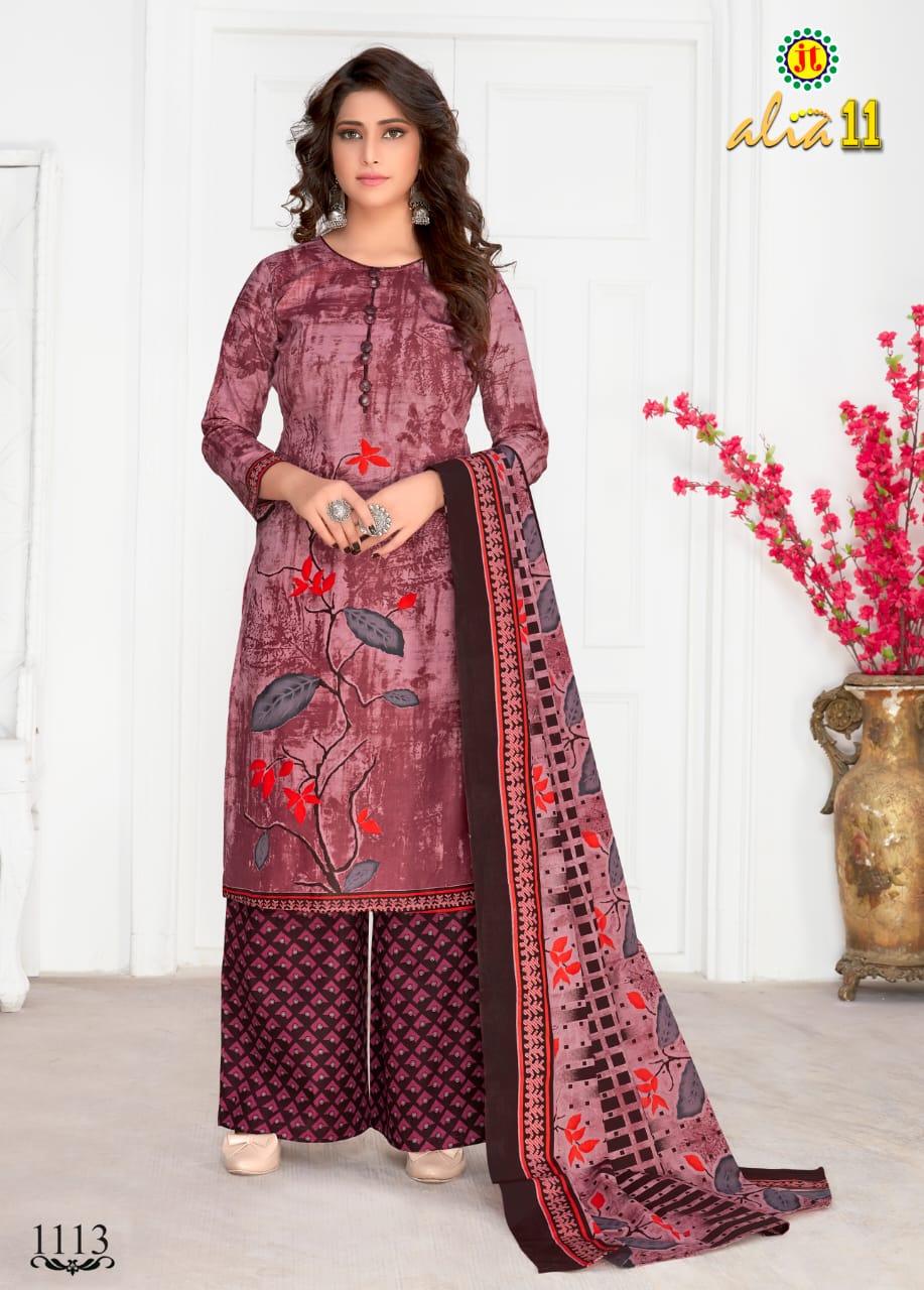 Jt Alia 11 Regular Wear Printed pure Cotton Dress Material With Chiffon Dupatta Collection