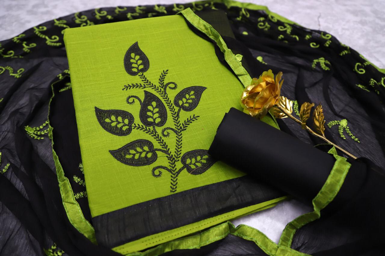 Maahi South Cotton Slub With Embroidery Work And Najmeen Embroifery Work Dupatta Dress Mterial OR Ready Made Collection