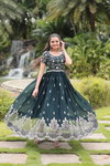 KA 1134 Faux Blooming Embroidery Wedding Gown Wholesale In India