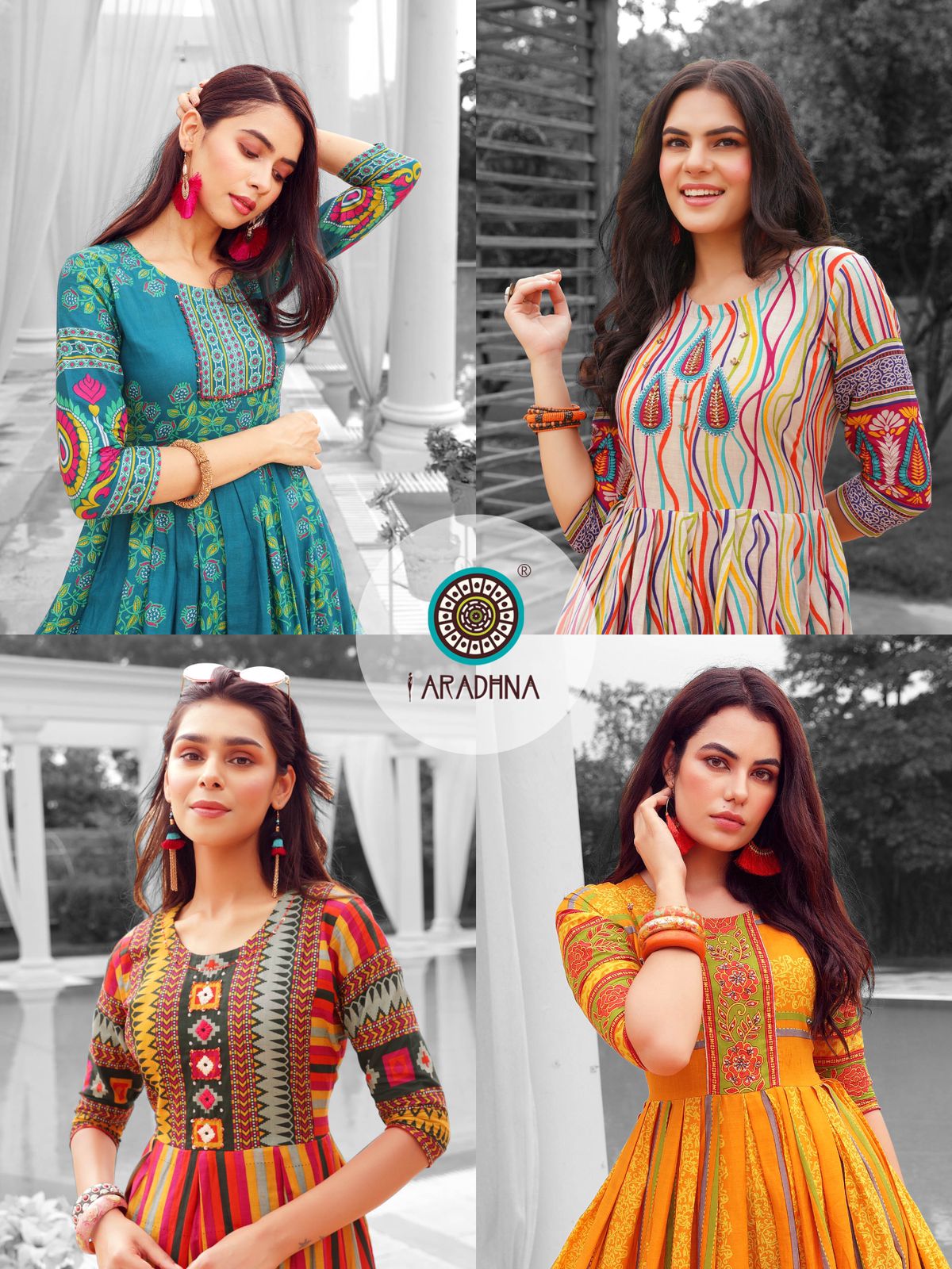 Aradhna Fashion Stripy 1 Heavy Cotton Anarkali Ethnic Wear Stylish Kurti Collection