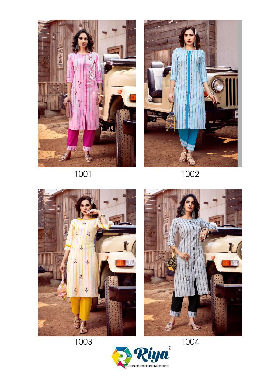 Riya Lime Light 3 Cotton Handloom Casual Wear Kurti With Bottom Collection
