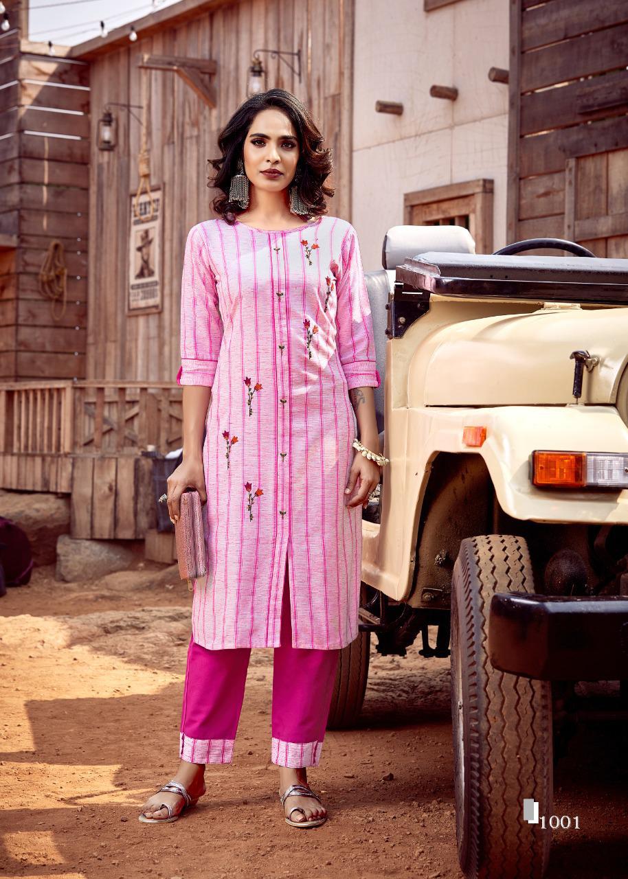 Riya Lime Light 3 Cotton Handloom Casual Wear Kurti With Bottom Collection