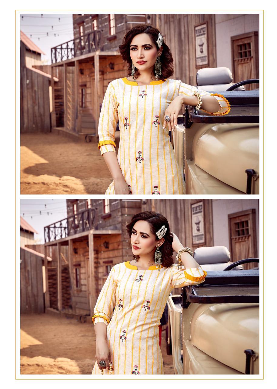 Riya Lime Light 3 Cotton Handloom Casual Wear Kurti With Bottom Collection