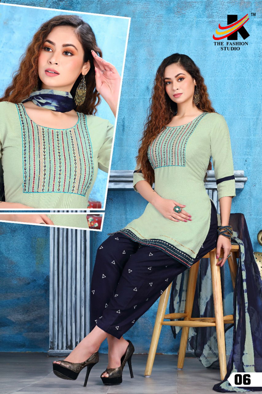 The Fashion Studio Lotus 2 Regular Wear Rayon Printed Ready Made Collection