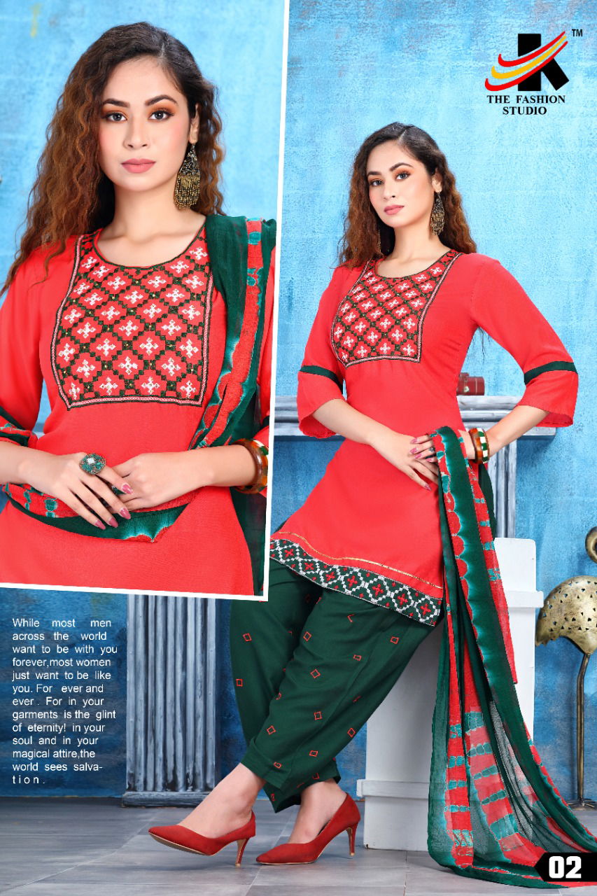 The Fashion Studio Lotus 2 Regular Wear Rayon Printed Ready Made Collection