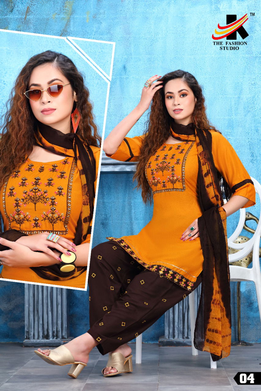 The Fashion Studio Lotus 2 Regular Wear Rayon Printed Ready Made Collection