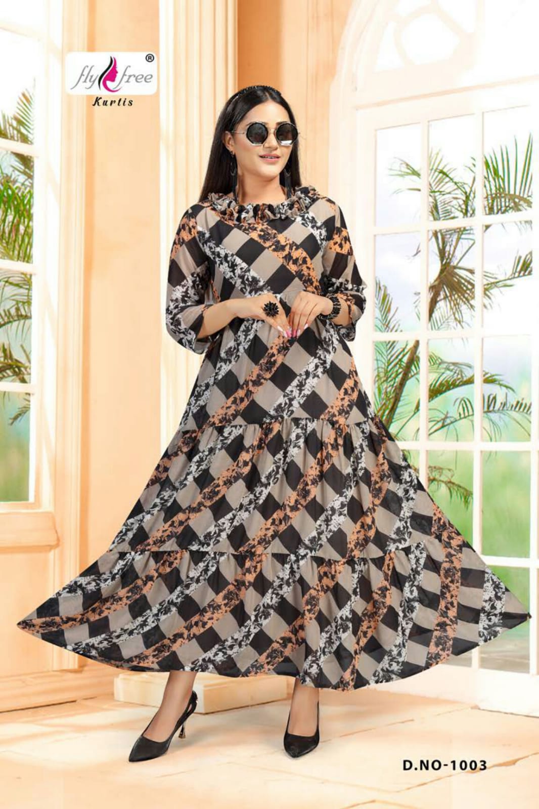 Fly free Sanam 3 Fancy Ethnic Wear Anarkali Long Printed Kurti Collection