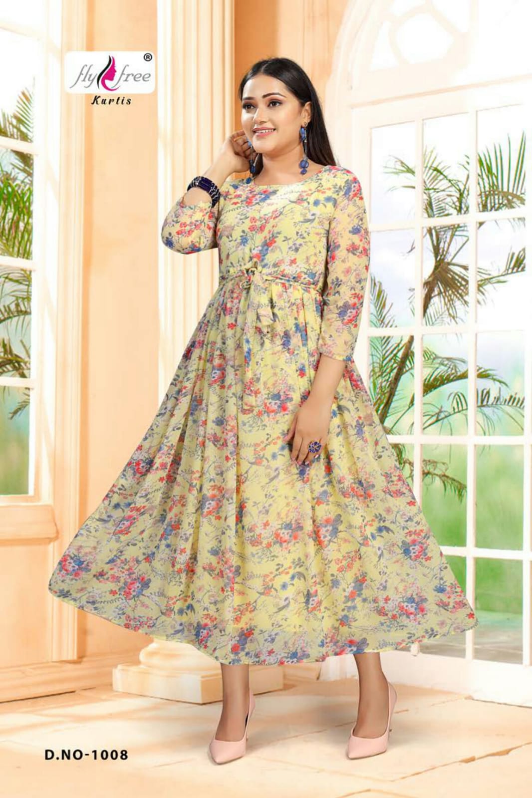 Fly free Sanam 3 Fancy Ethnic Wear Anarkali Long Printed Kurti Collection