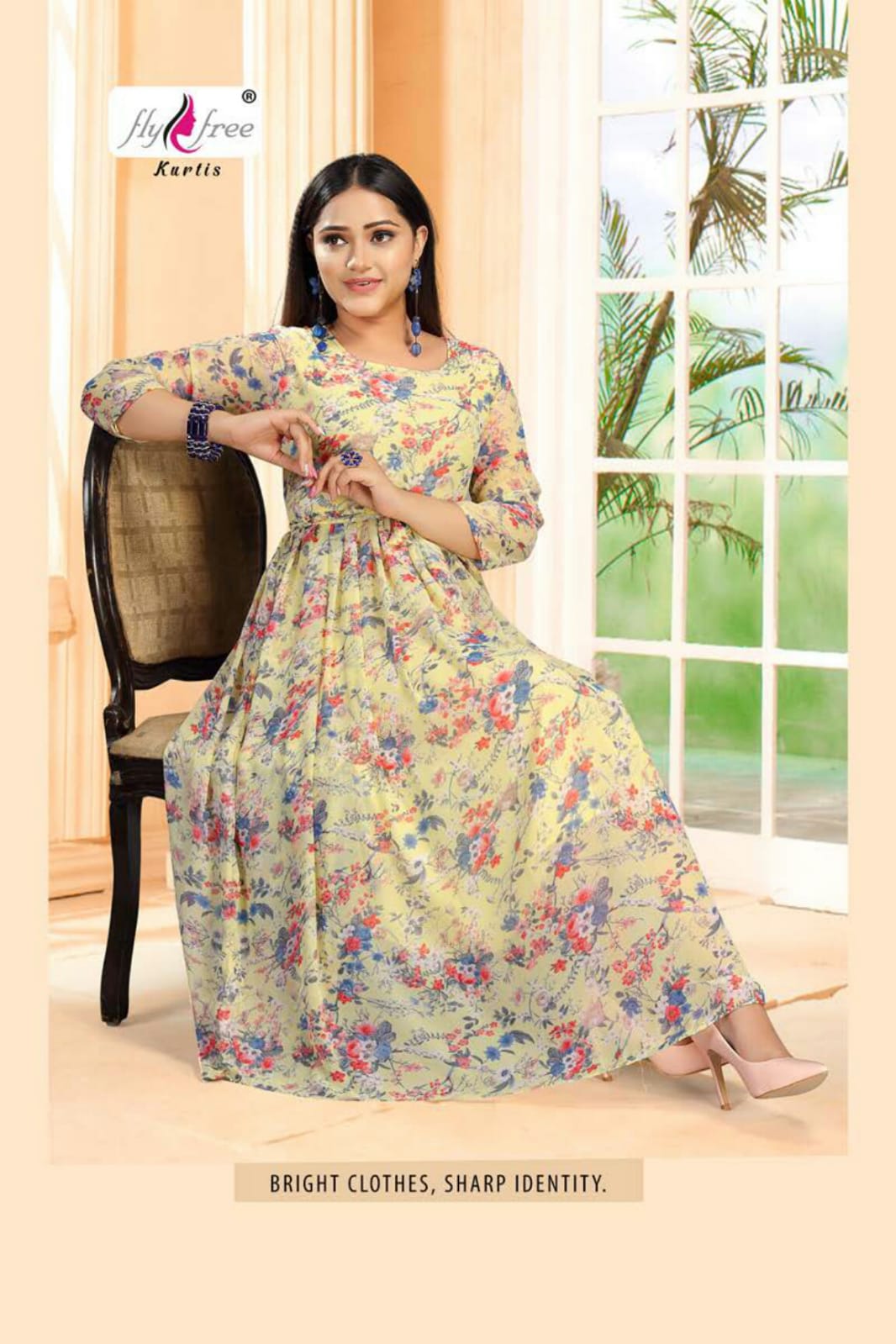 Fly free Sanam 3 Fancy Ethnic Wear Anarkali Long Printed Kurti Collection