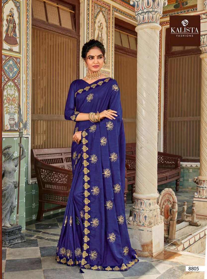 Kalista Super Hit Exclusive Wear Silk Embroidery Work Saree Collection
