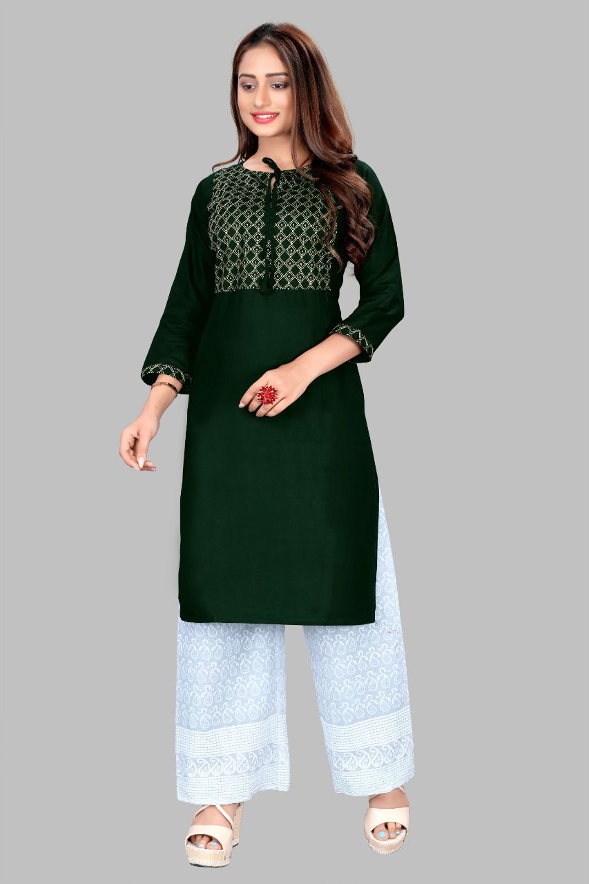 Glam Kurti 45Latest Fancy Designer Ethnic Wear Heavy Rayon With Sequence Embroidery Work Exclusive Kurti With Bottom Collection
