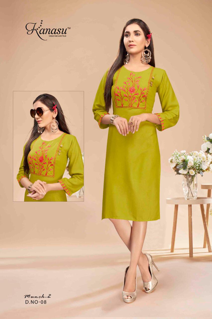 Kanasu Munch 2 Ethnic Wear Rayon Designer Fancy Kurti Collection