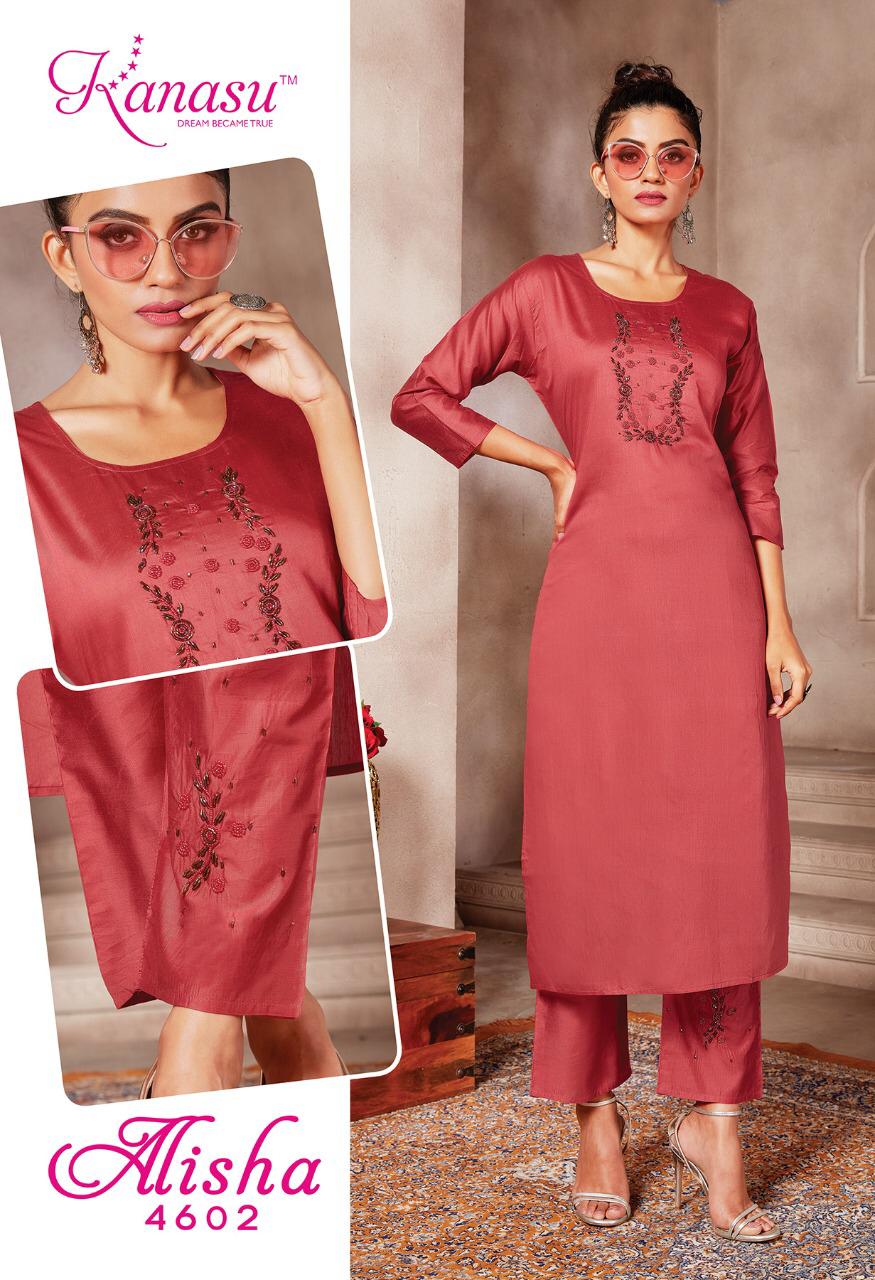 Kanasu Alisha Fancy Festive Wear Silk Kurti With Bottom Collection