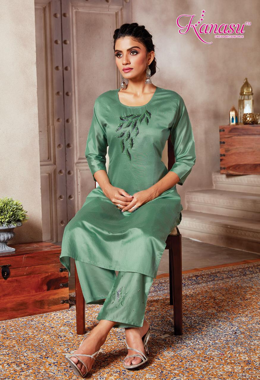 Kanasu Alisha Fancy Festive Wear Silk Kurti With Bottom Collection