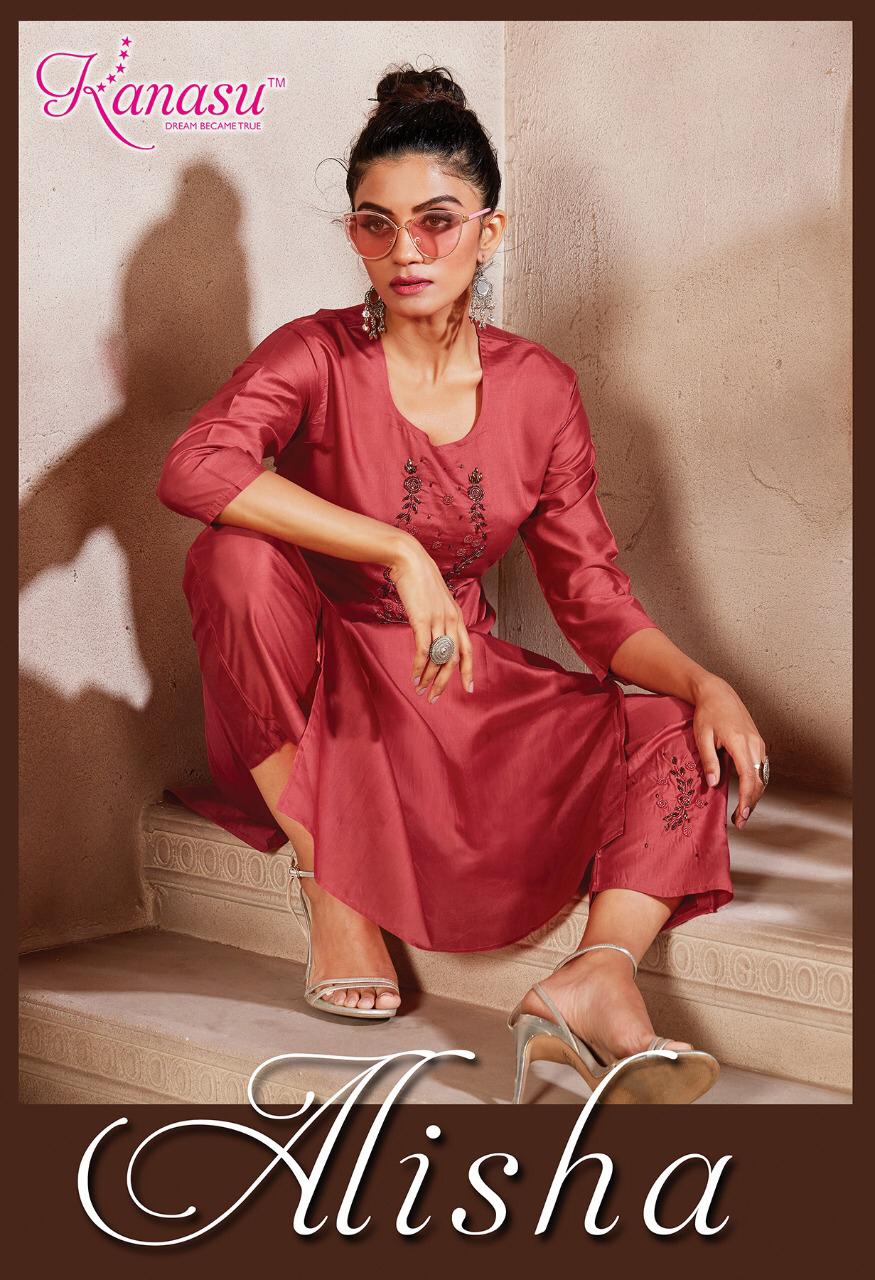 Kanasu Alisha Fancy Festive Wear Silk Kurti With Bottom Collection