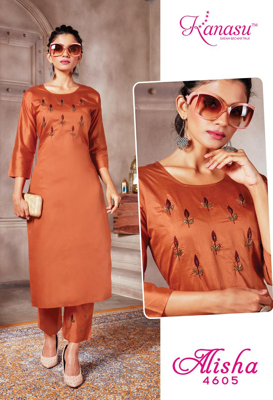 Kanasu Alisha Fancy Festive Wear Silk Kurti With Bottom Collection