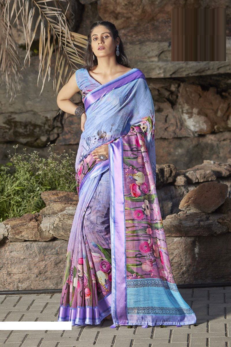 Apple Sushmaa 4 Linen Satin Printed Fancy Festive Wear Saree Collection