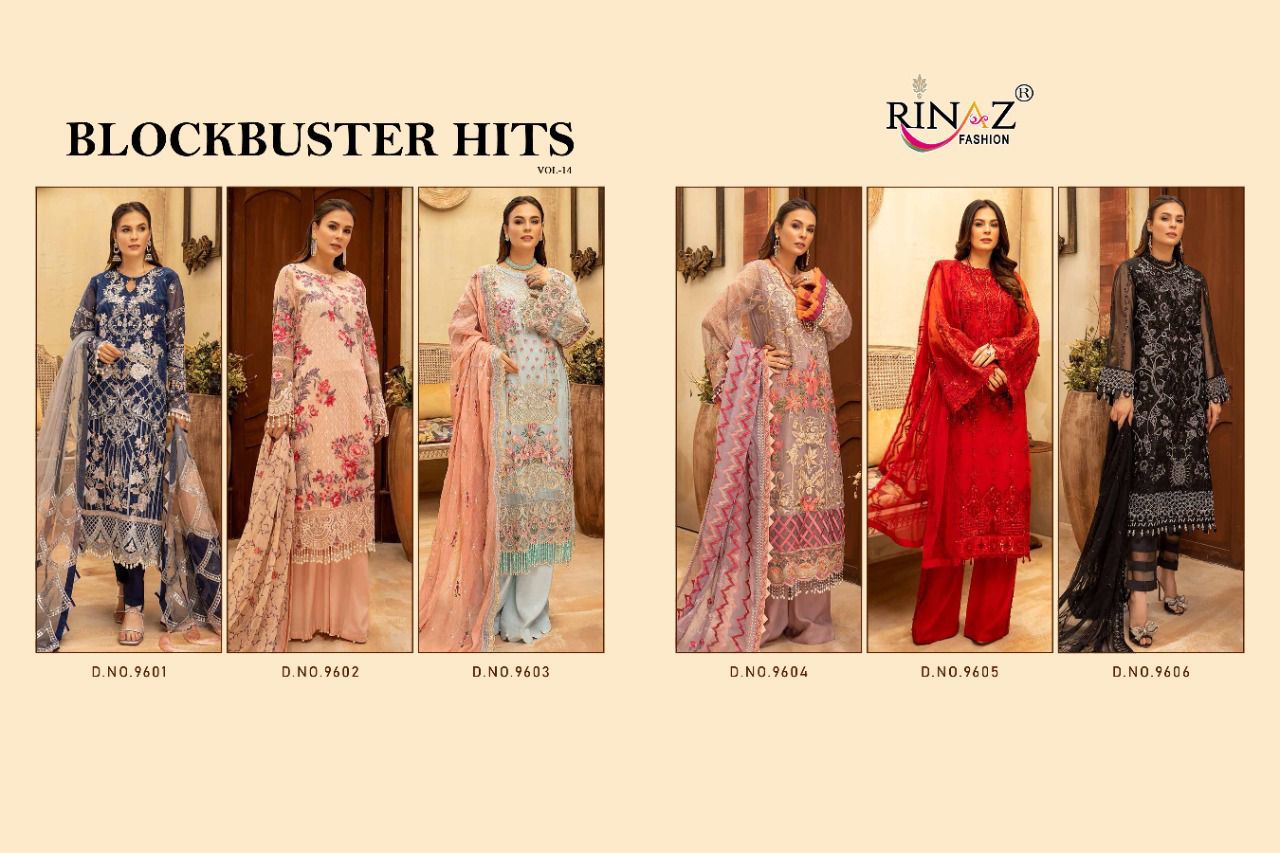 Rinaz Block Buster 14 Georgette Festive Wear Heavy Pakistani Salwar Kameez Collection