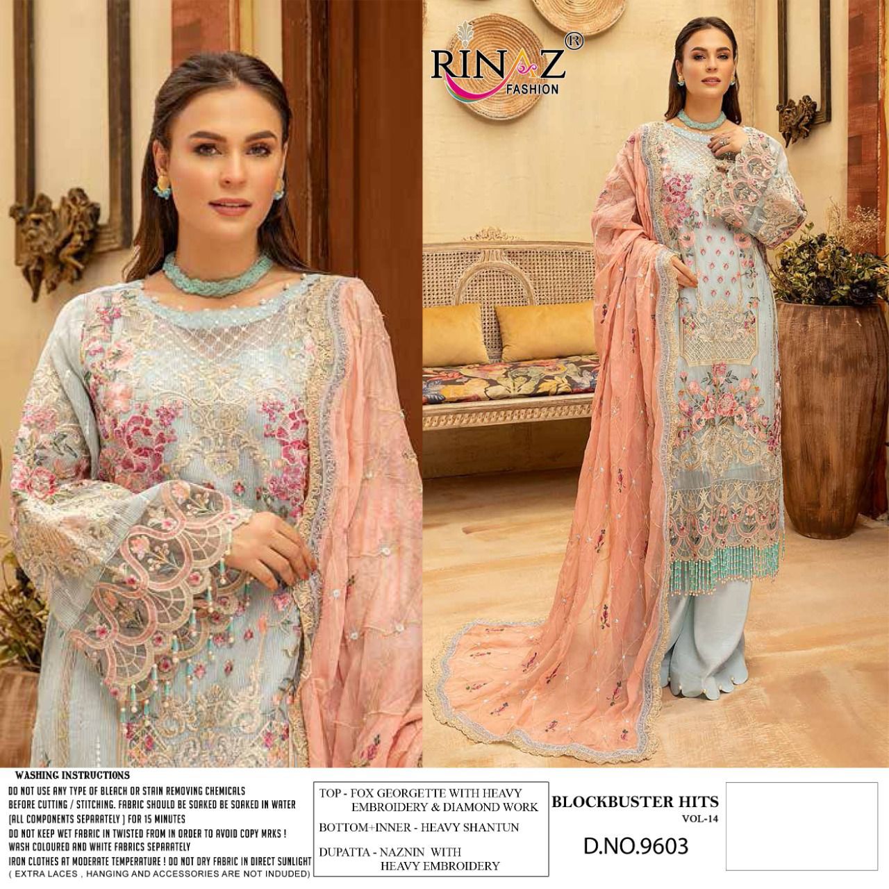 Rinaz Block Buster 14 Georgette Festive Wear Heavy Pakistani Salwar Kameez Collection
