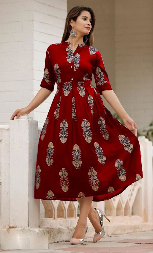 Rayon 1 Fancy Party Wear Anarkali Long Designer Rayon Kurti Collection