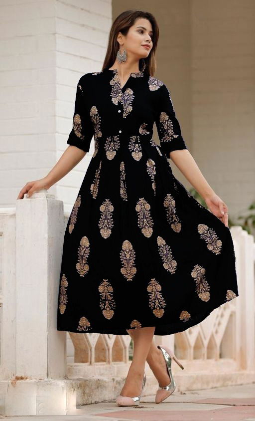 Rayon 1 Fancy Party Wear Anarkali Long Designer Rayon Kurti Collection