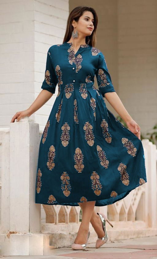 Rayon 1 Fancy Party Wear Anarkali Long Designer Rayon Kurti Collection