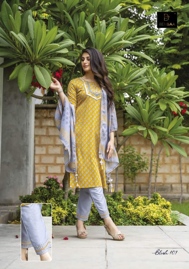 Benbaa Blush Cotton Jam Printed Ethnic Wear Designer Ready Made collection
