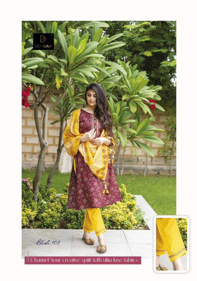 Benbaa Blush Cotton Jam Printed Ethnic Wear Designer Ready Made collection