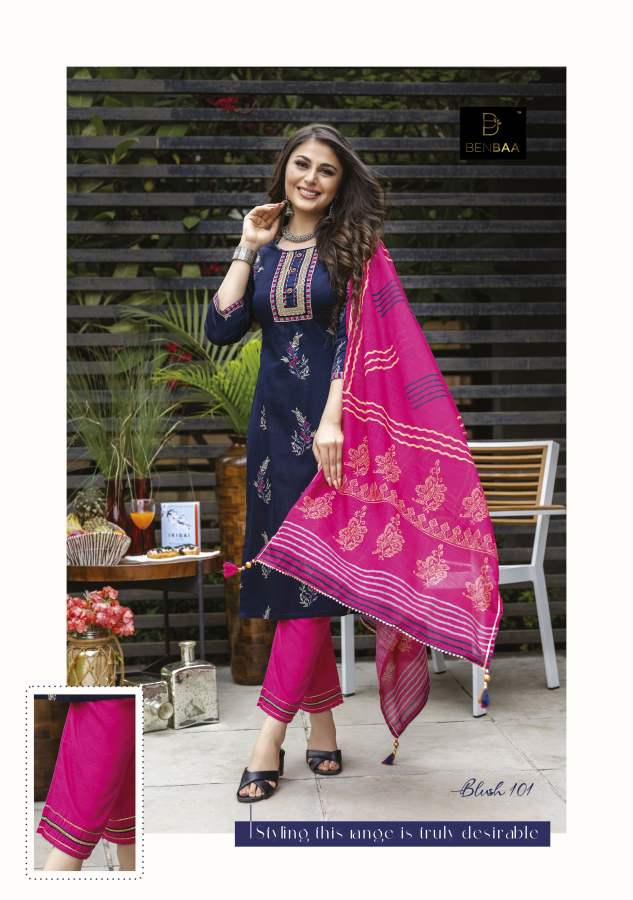 Benbaa Blush Cotton Jam Printed Ethnic Wear Designer Ready Made collection
